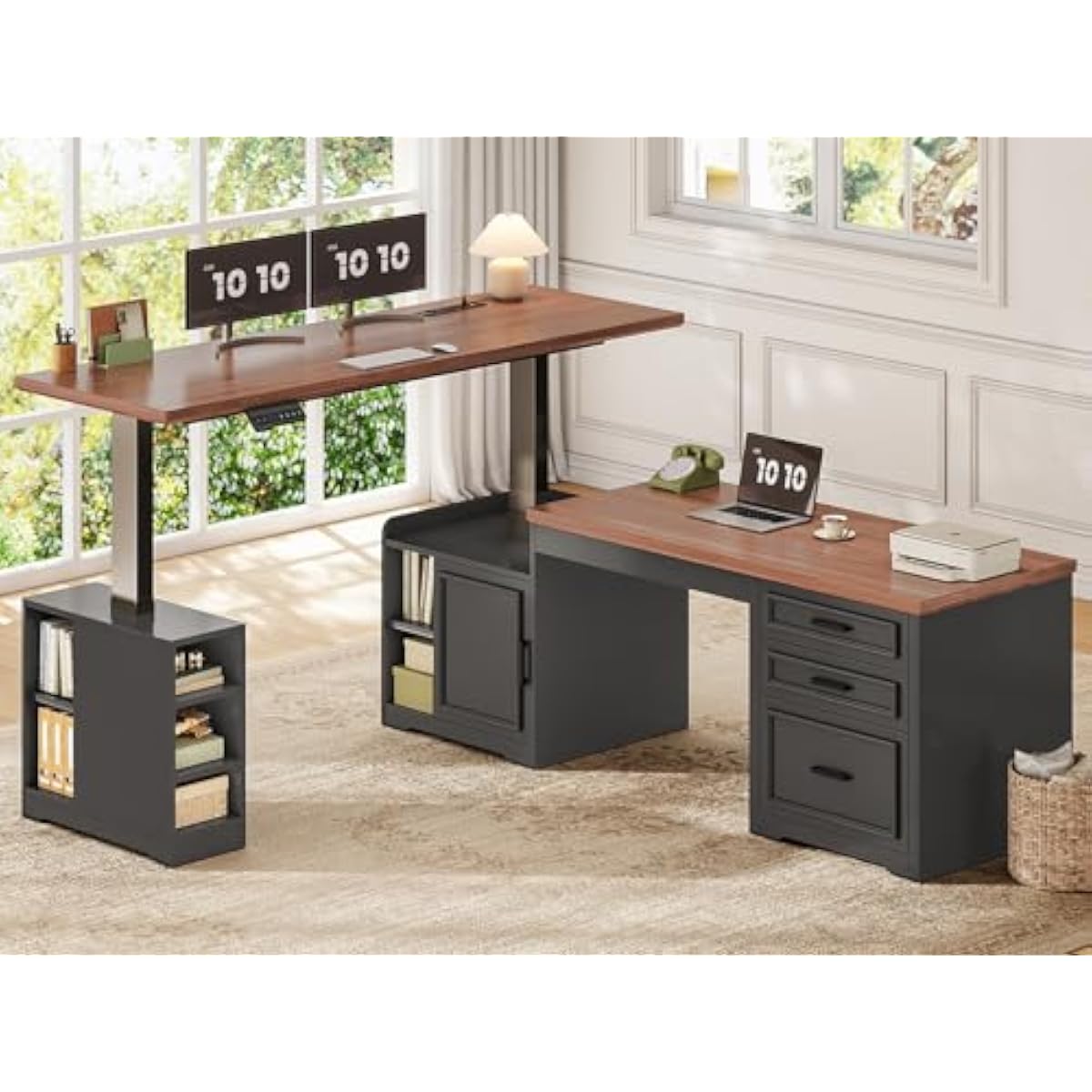 Desk Setup L Shaped - Elektryczne biurko w kształcie litery L
